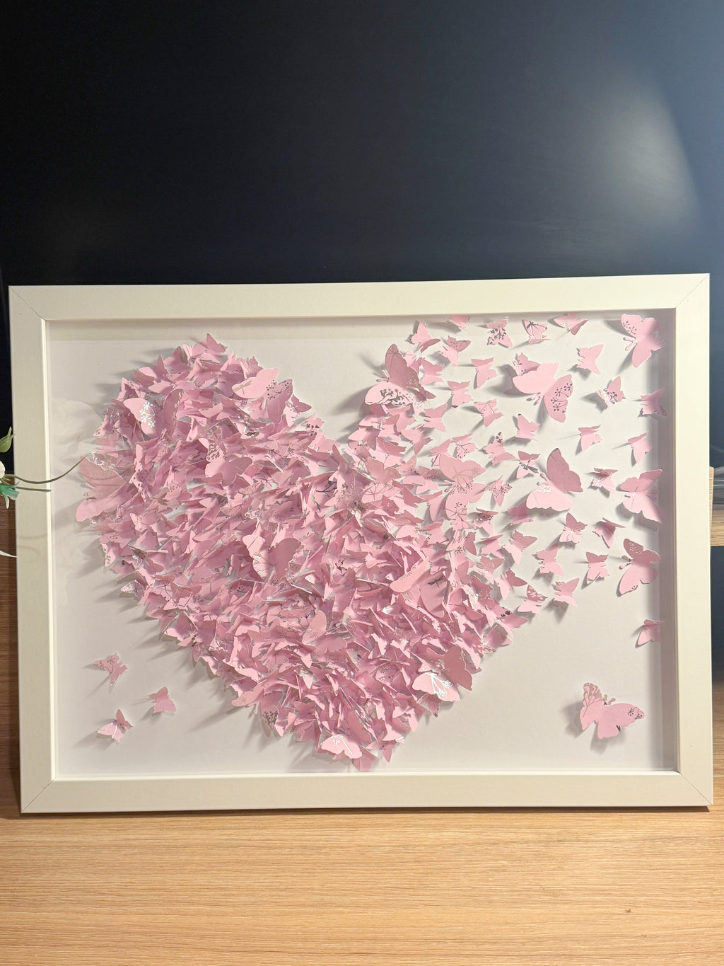 Light Pink White Butterflies Heart wall art