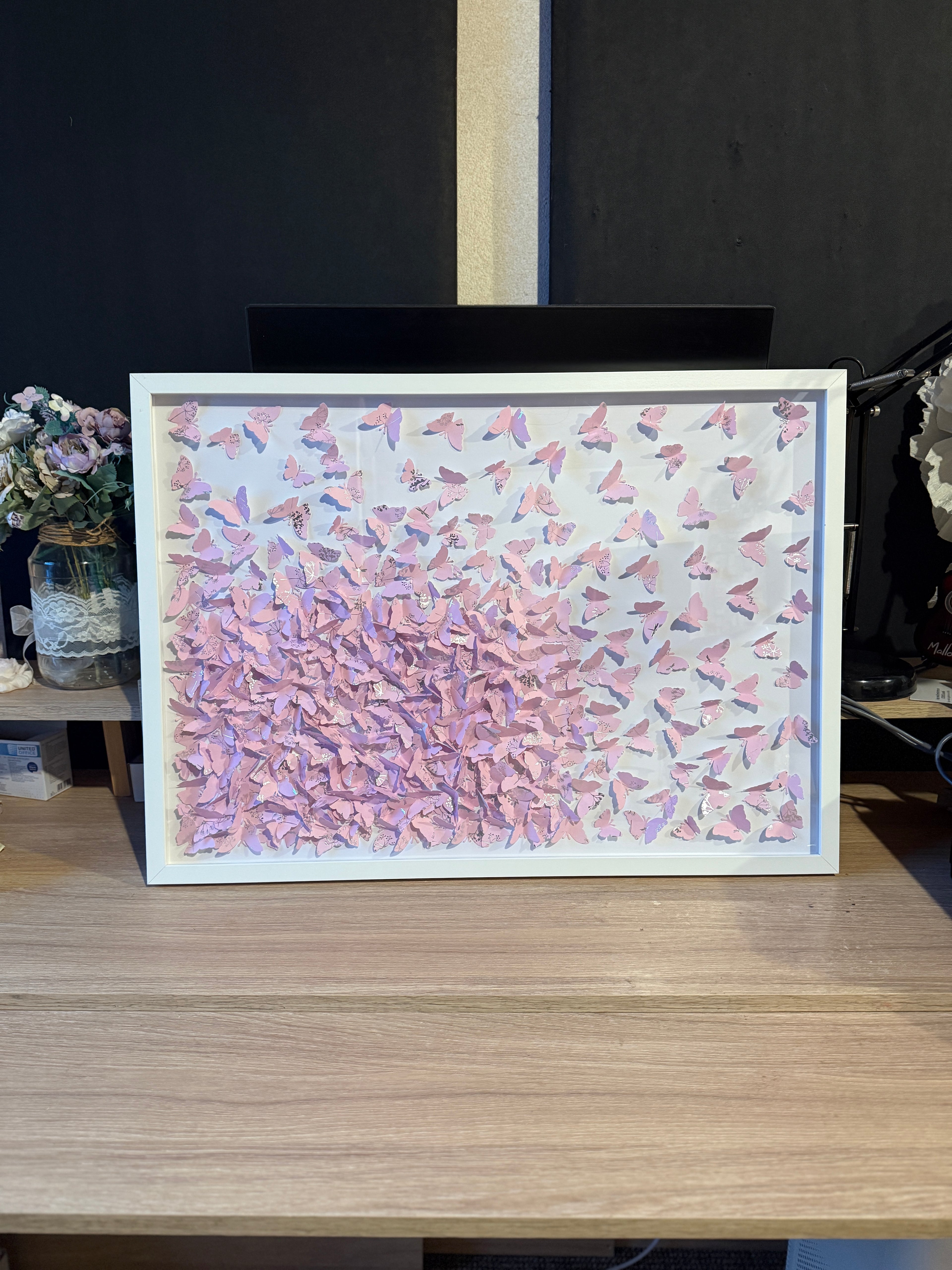 Light Pink WILD Butterfly wall art