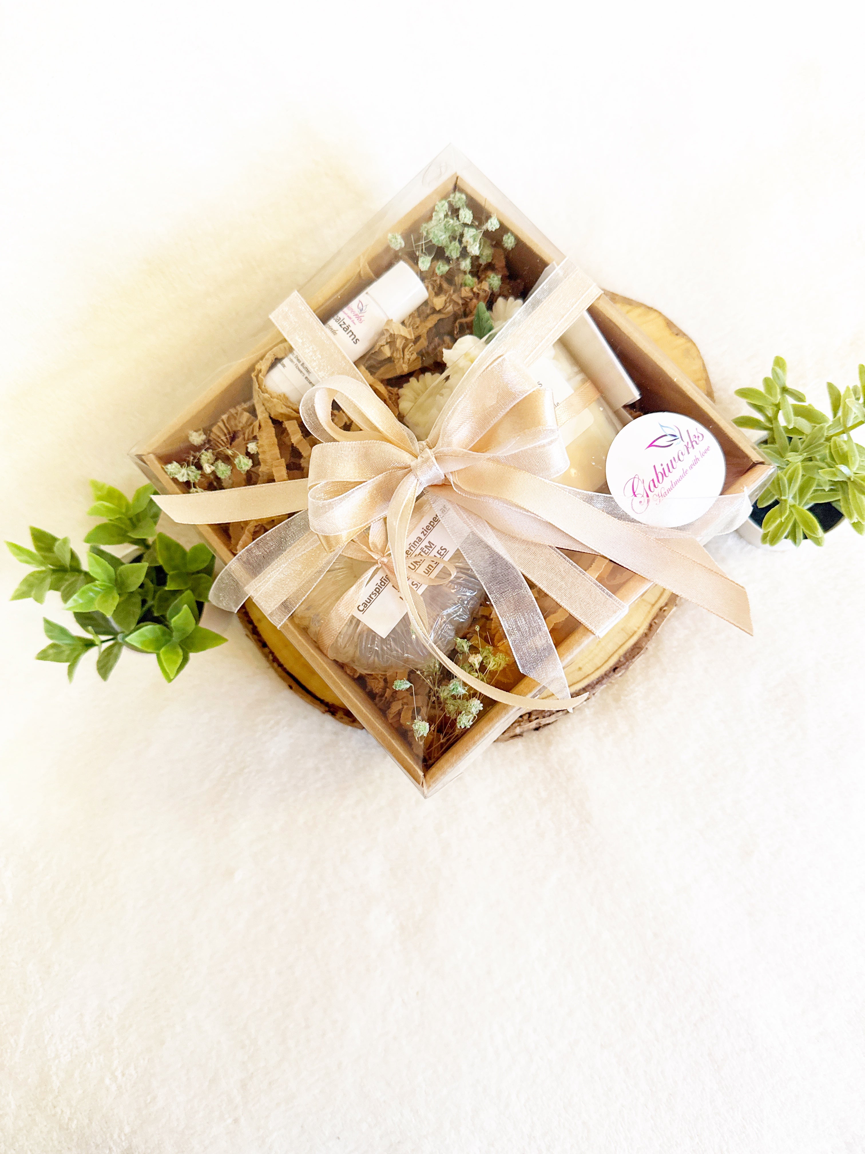 Natural gift set- Lip balm, Soy Dessert candle, Glycerin soap