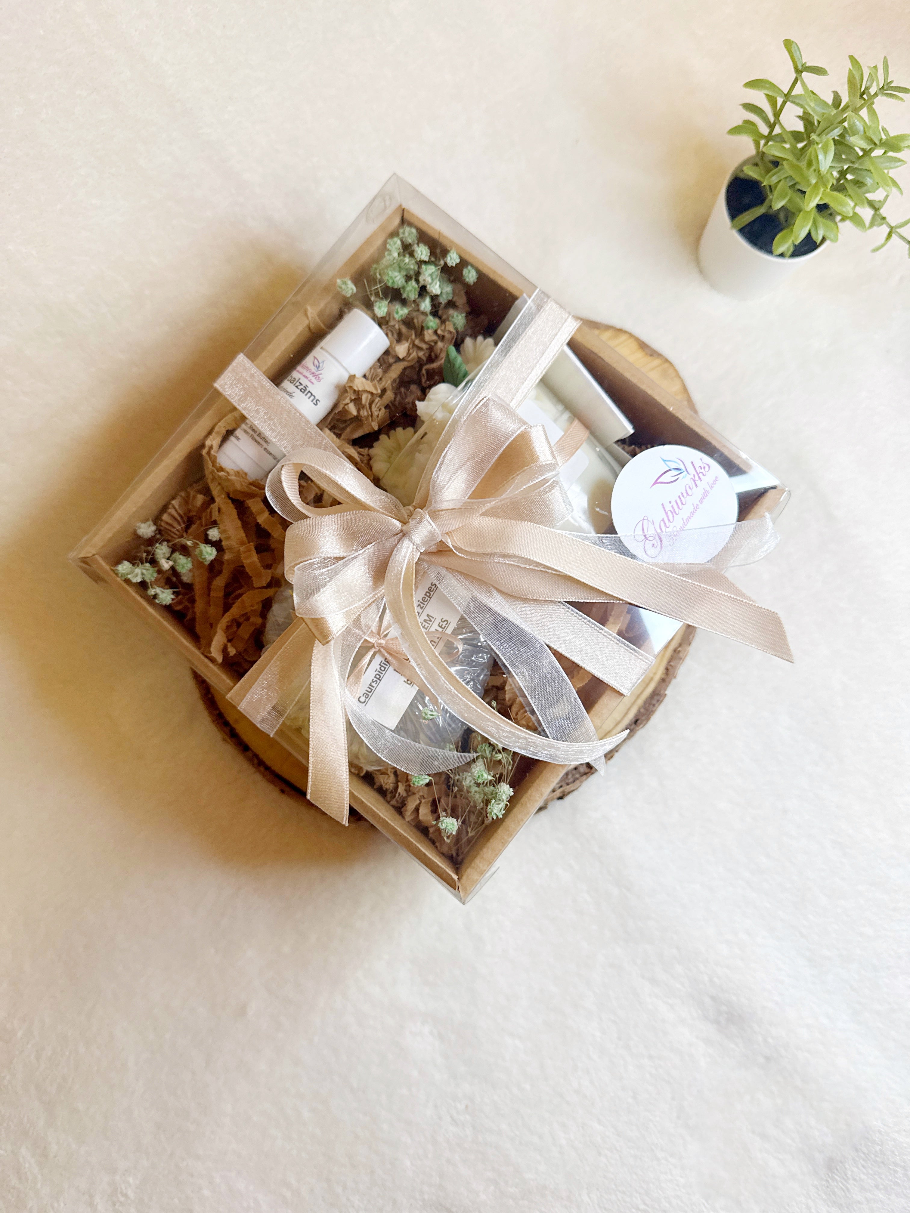 Natural gift set- Lip balm, Soy Dessert candle, Glycerin soap