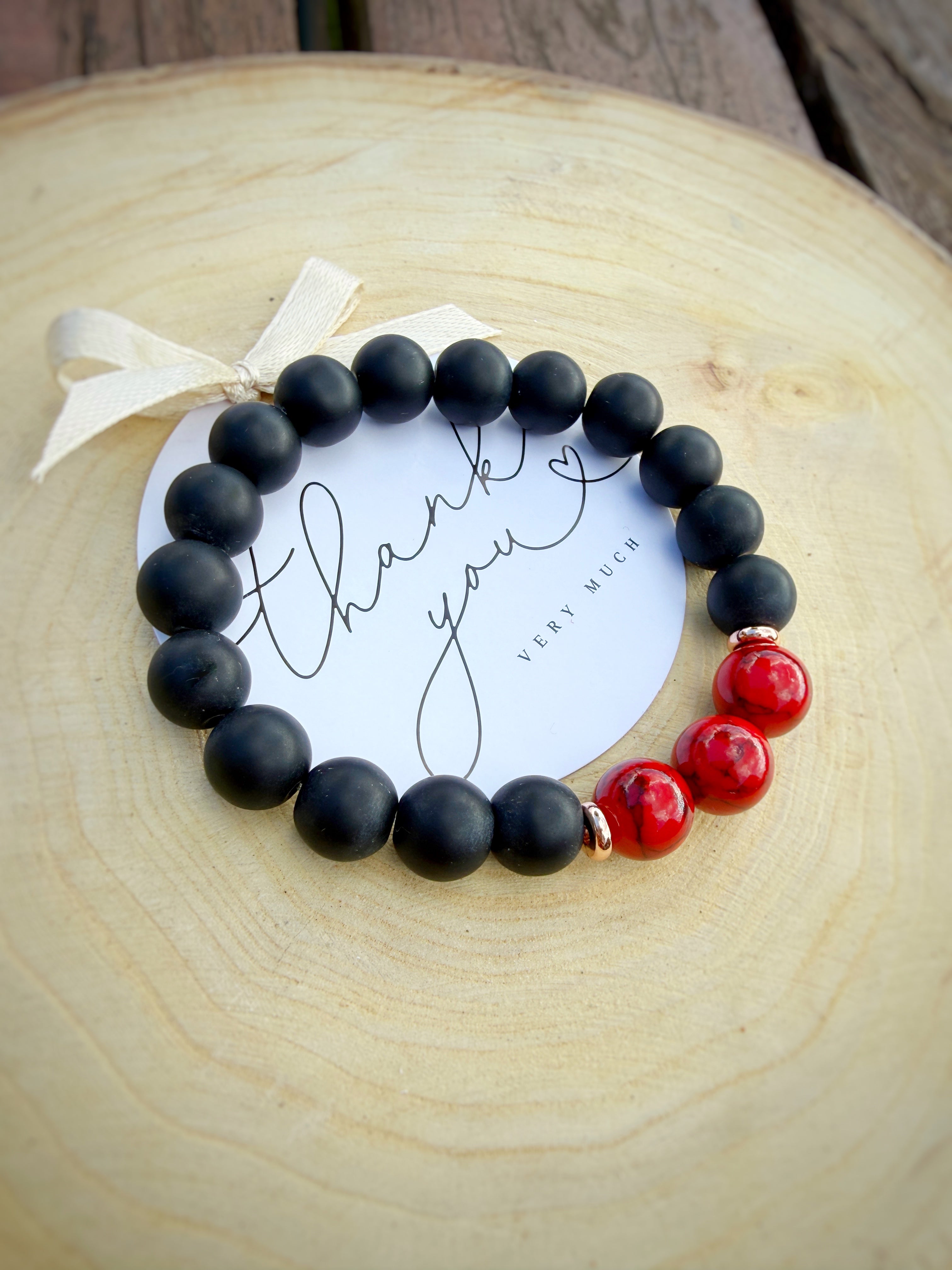 Black Onyx, Howlite Bracelet