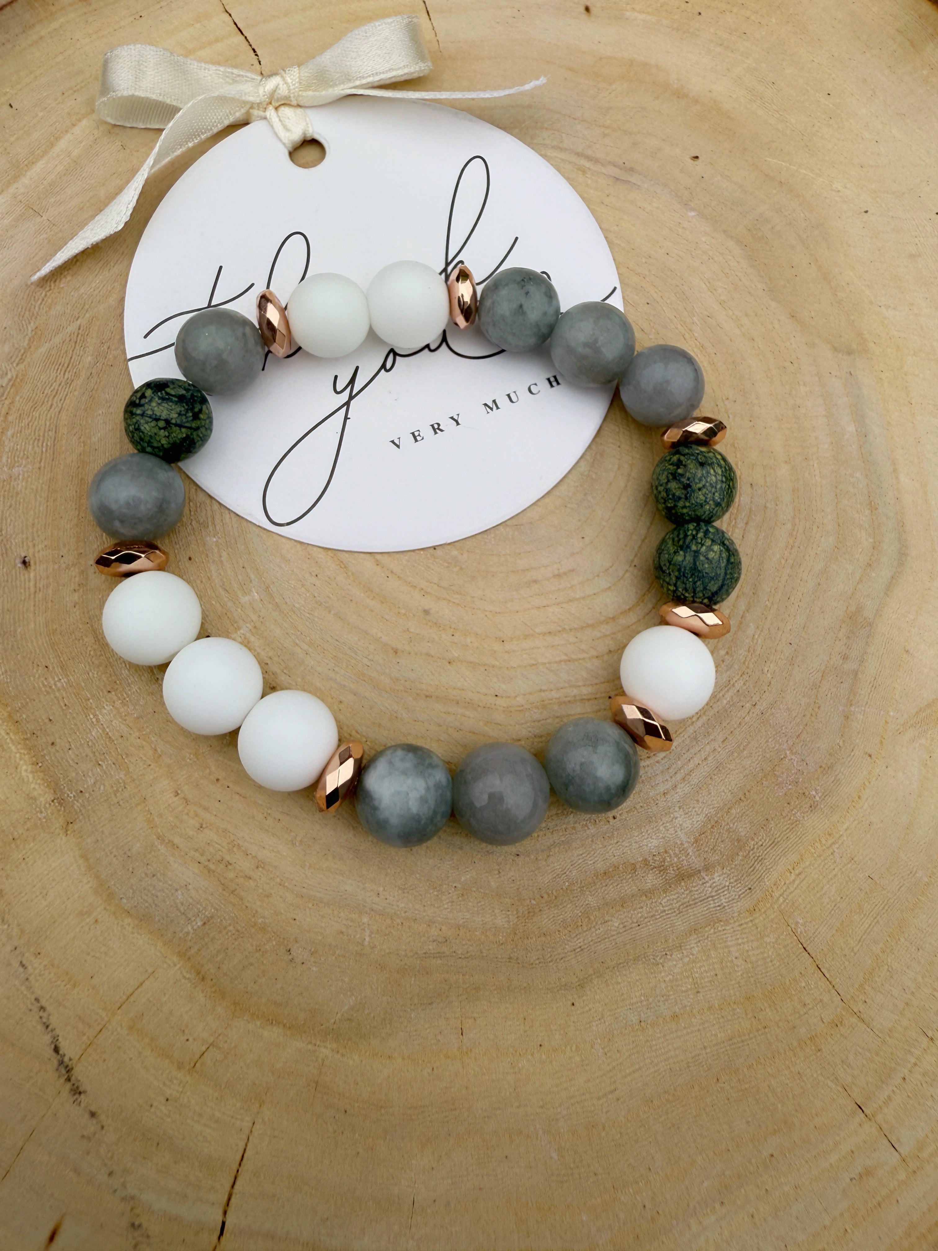 White Onyx, Serpentine,Nephrite bracelet