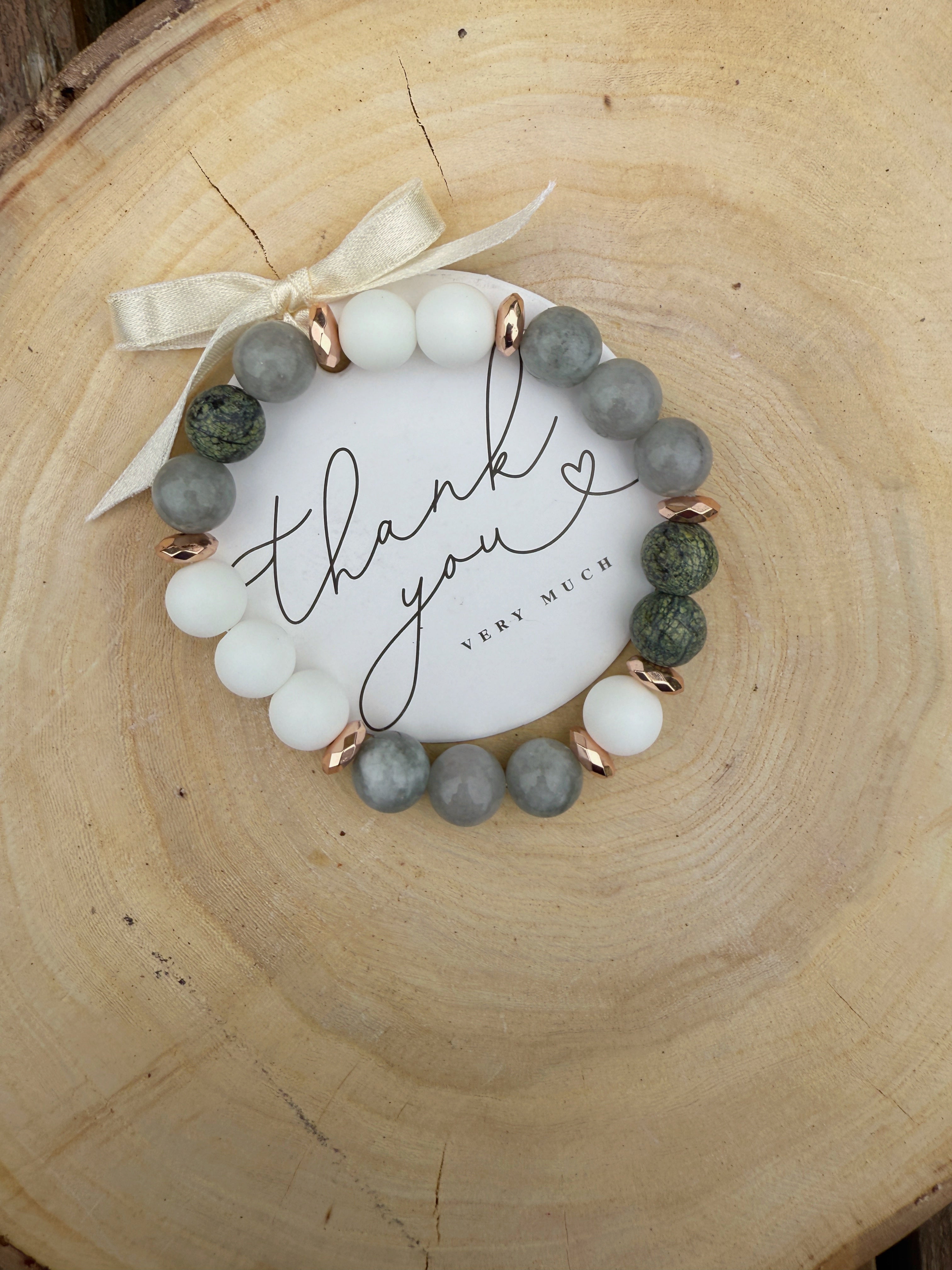 White Onyx, Serpentine,Nephrite bracelet