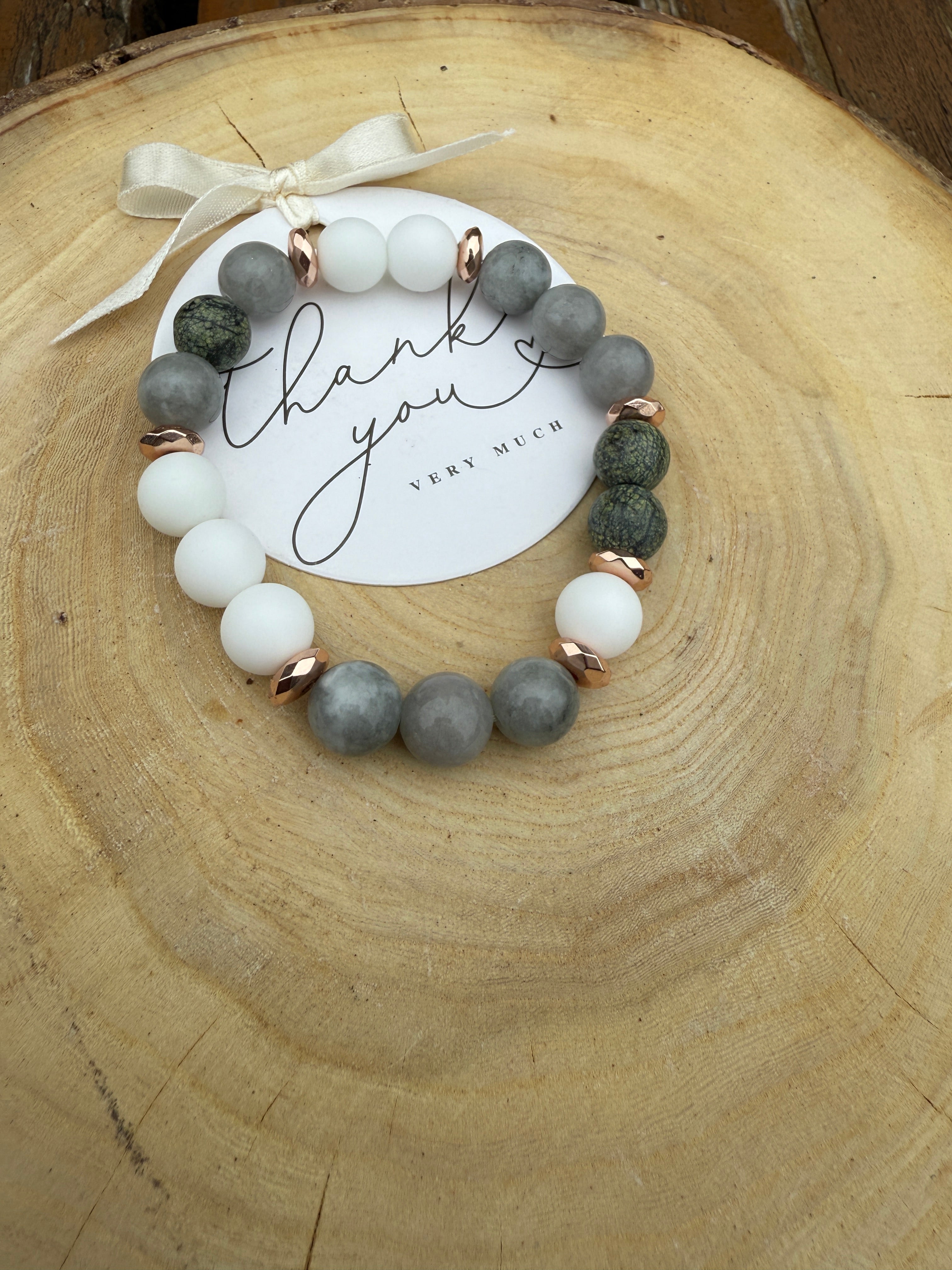 White Onyx, Serpentine,Nephrite bracelet