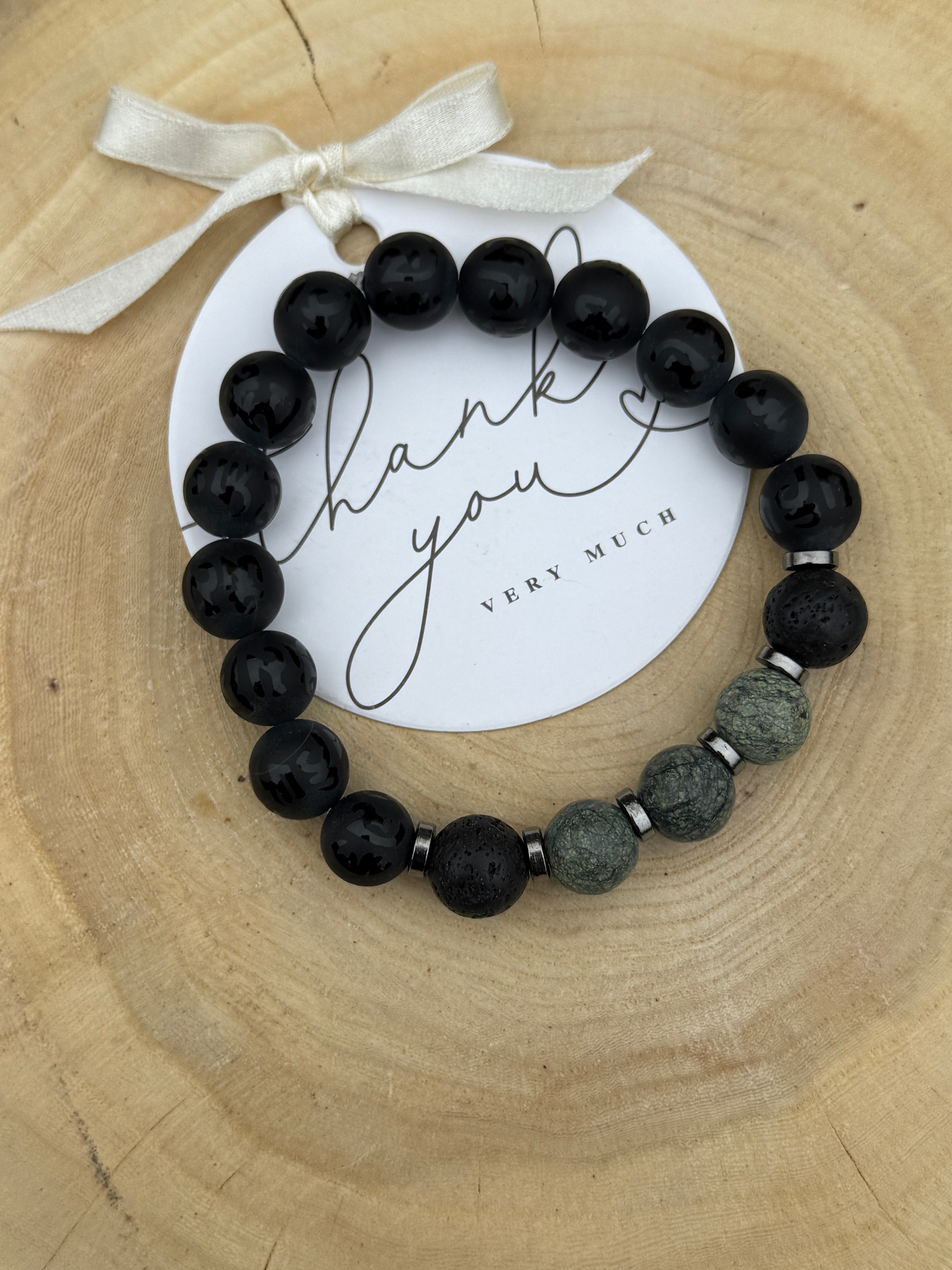 Agate and Serpentine Bracelet