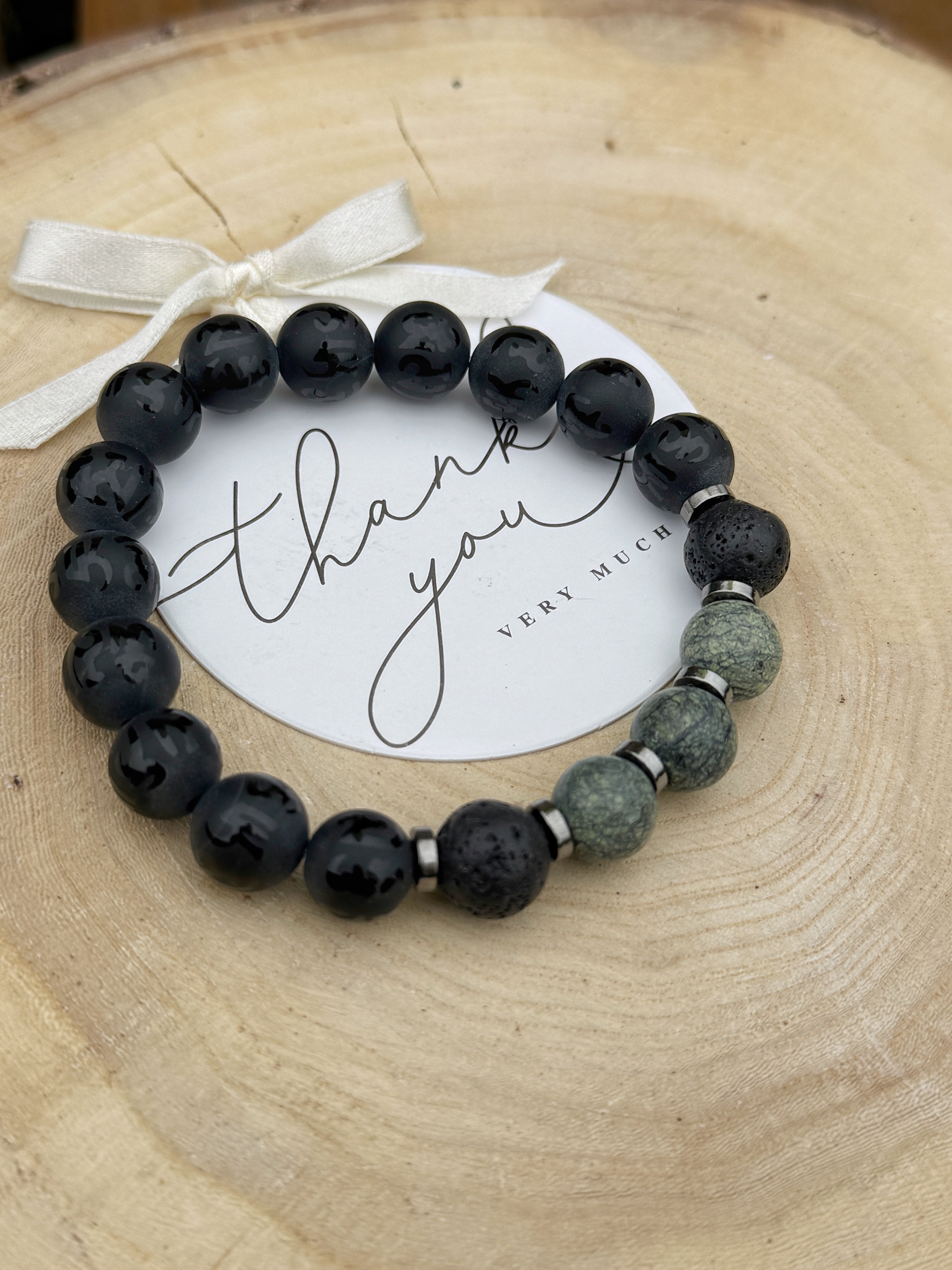 Agate and Serpentine Bracelet