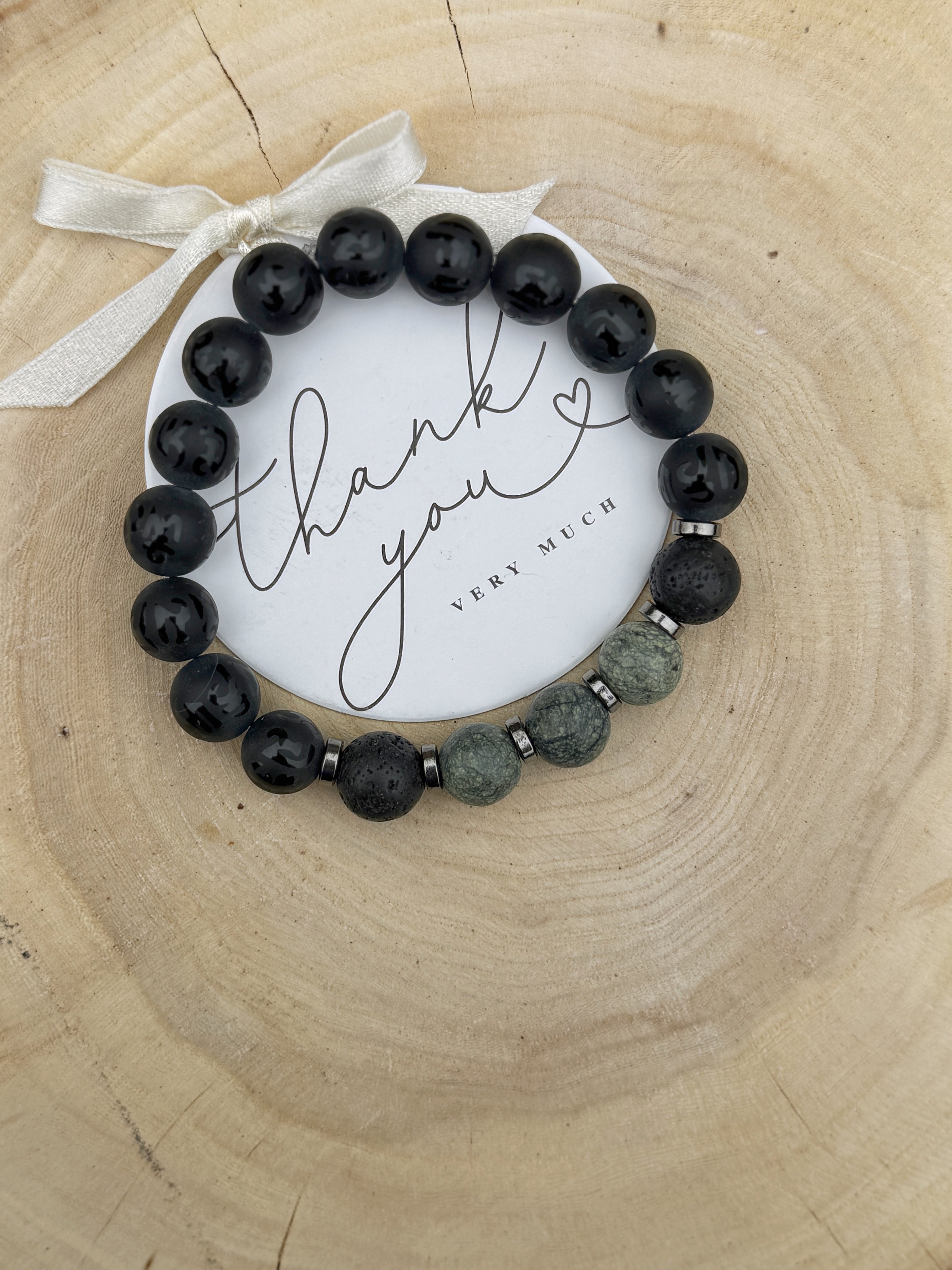 Agate and Serpentine Bracelet