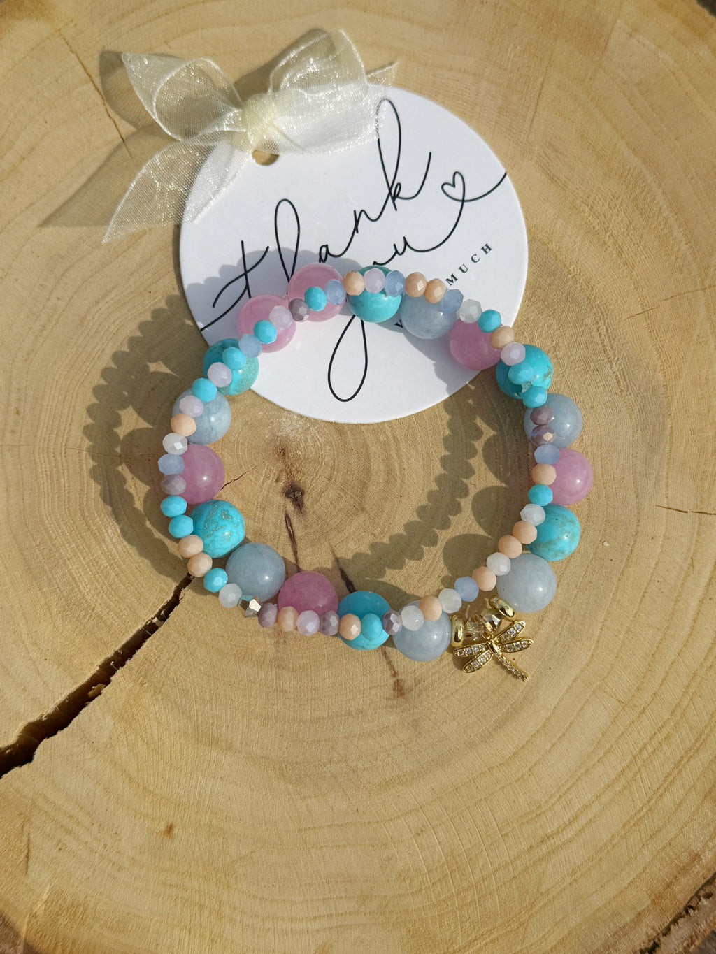 Magnesite, Aquamarine, Kunzite Bracelet 2 in 1
