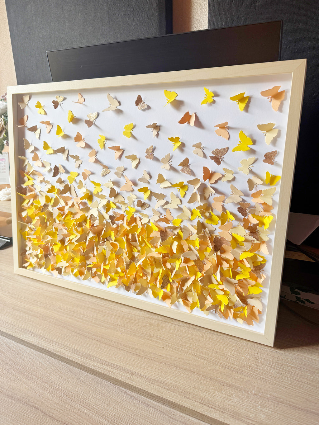 Yellow Beige 3D Wild Butterfly Wall Art