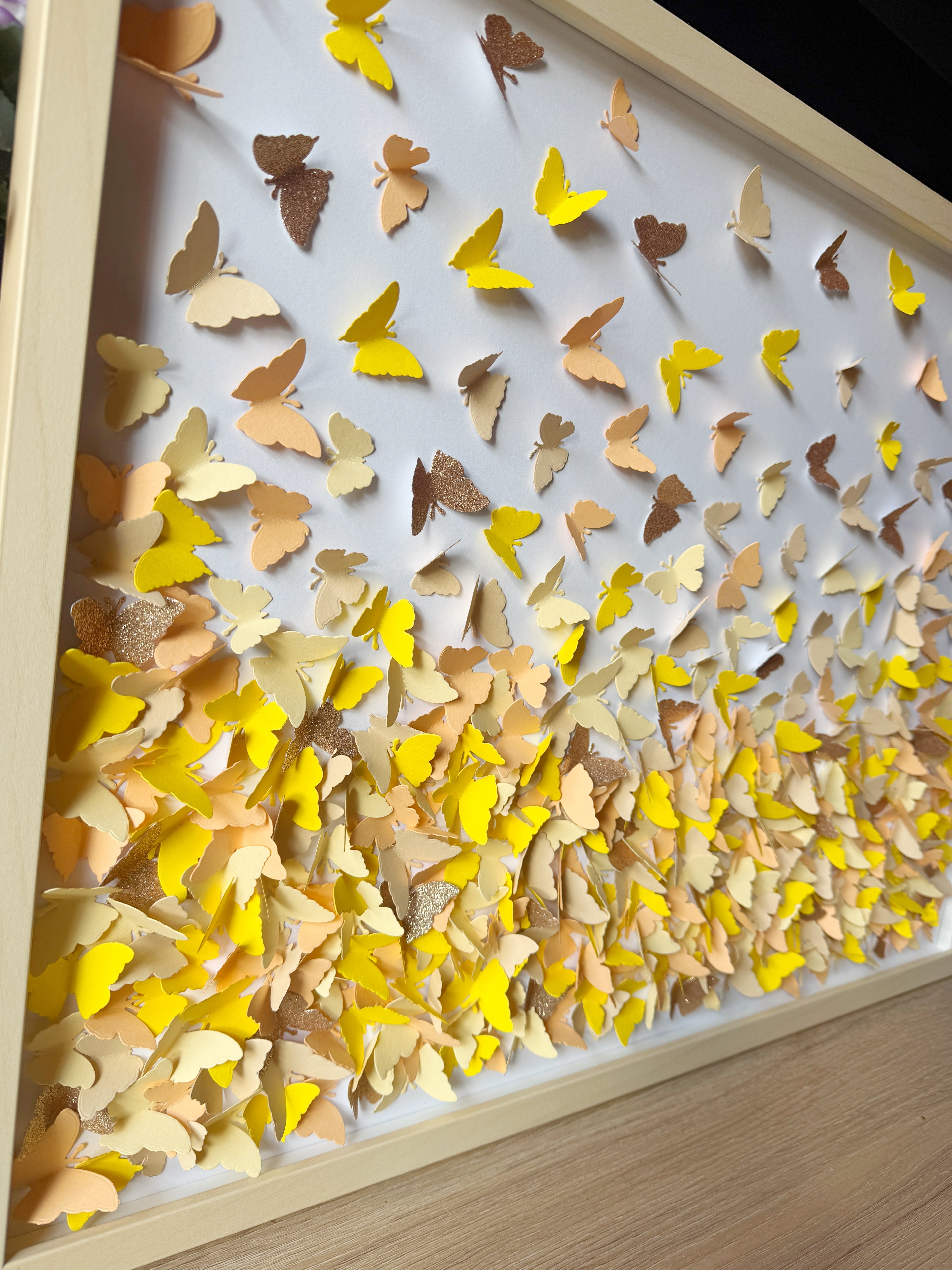 Yellow Beige 3D Wild Butterfly Wall Art
