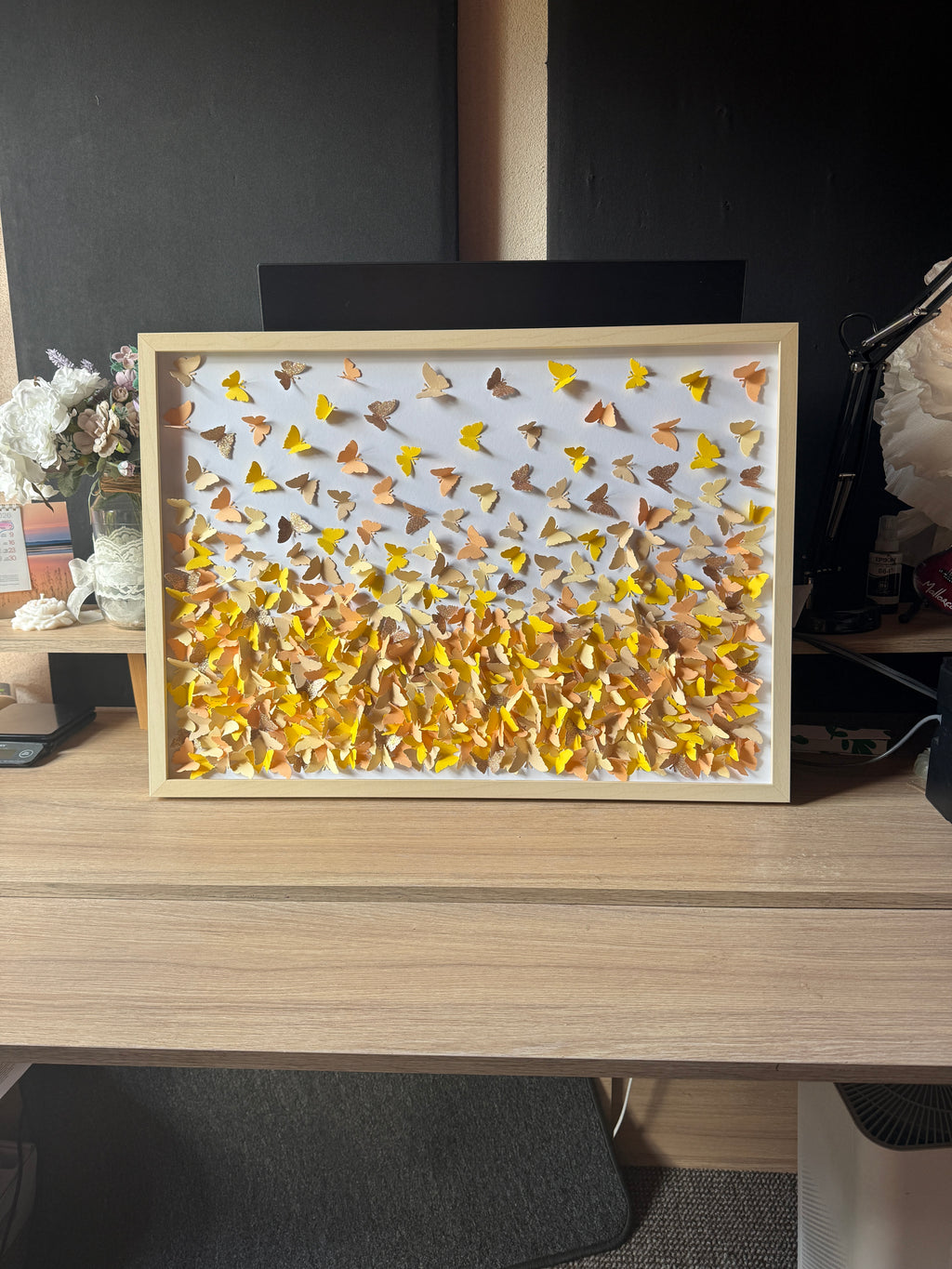 Yellow Beige 3D Wild Butterfly Wall Art
