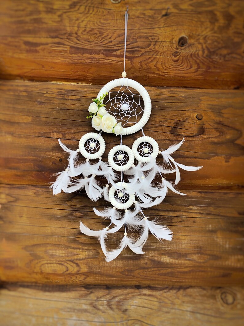 WHITE FLOWERS Dream Catcher