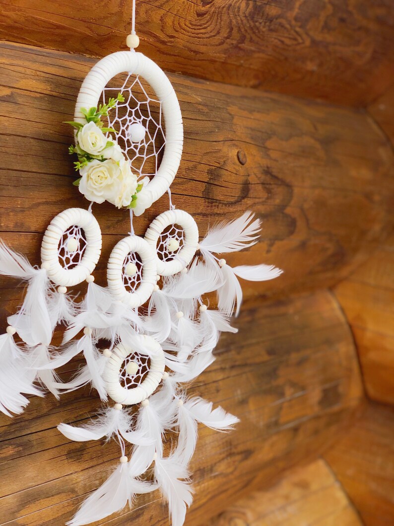 WHITE FLOWERS Dream Catcher