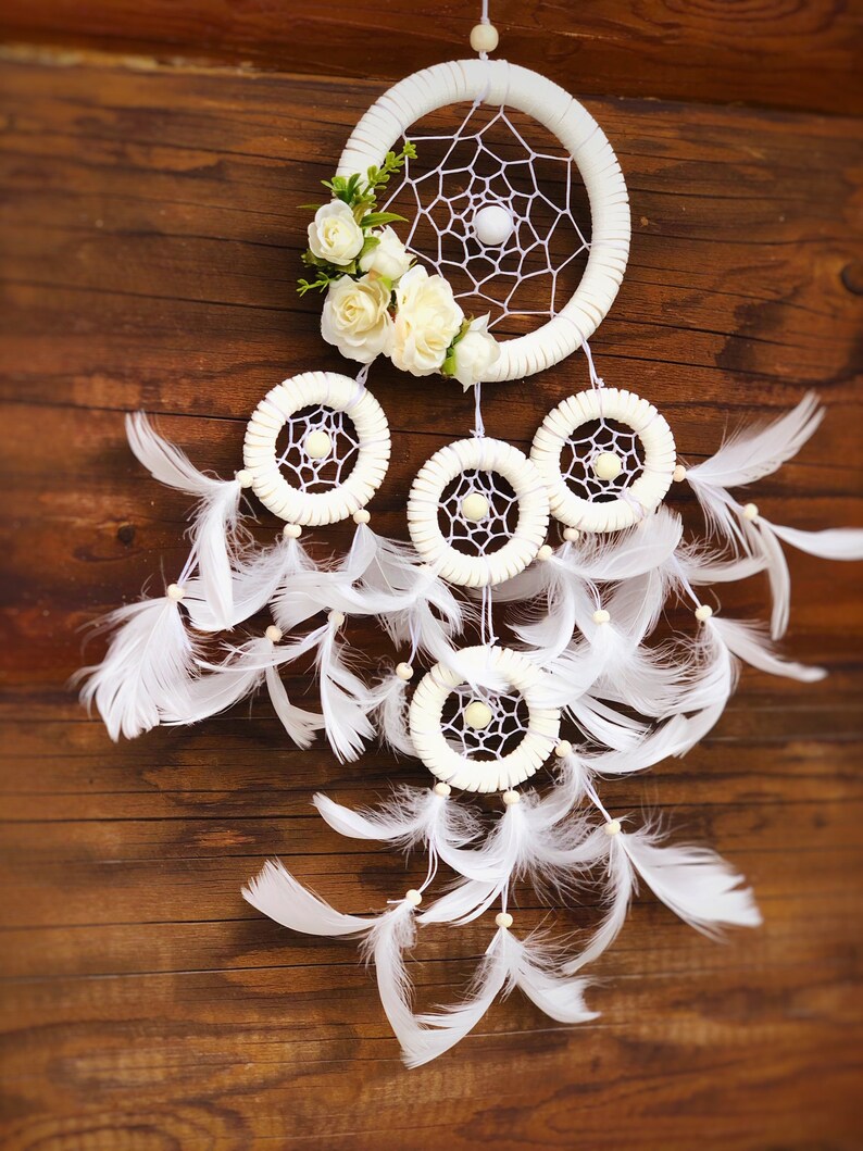 WHITE FLOWERS Dream Catcher