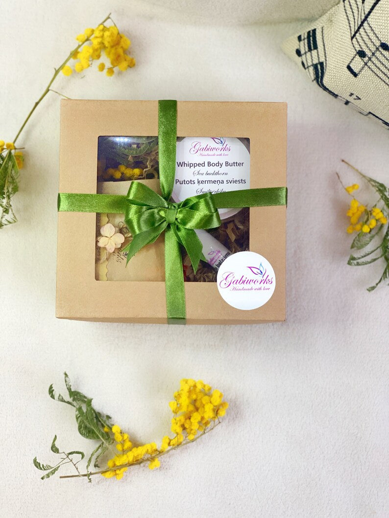 Gift set- Shea Butter soaps, Whiped Body butter, Lip balm