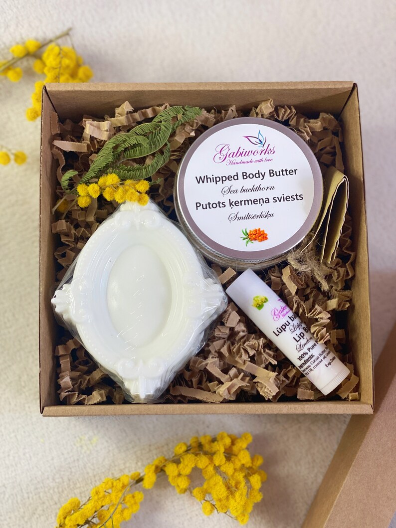 Gift set- Shea Butter soaps, Whiped Body butter, Lip balm