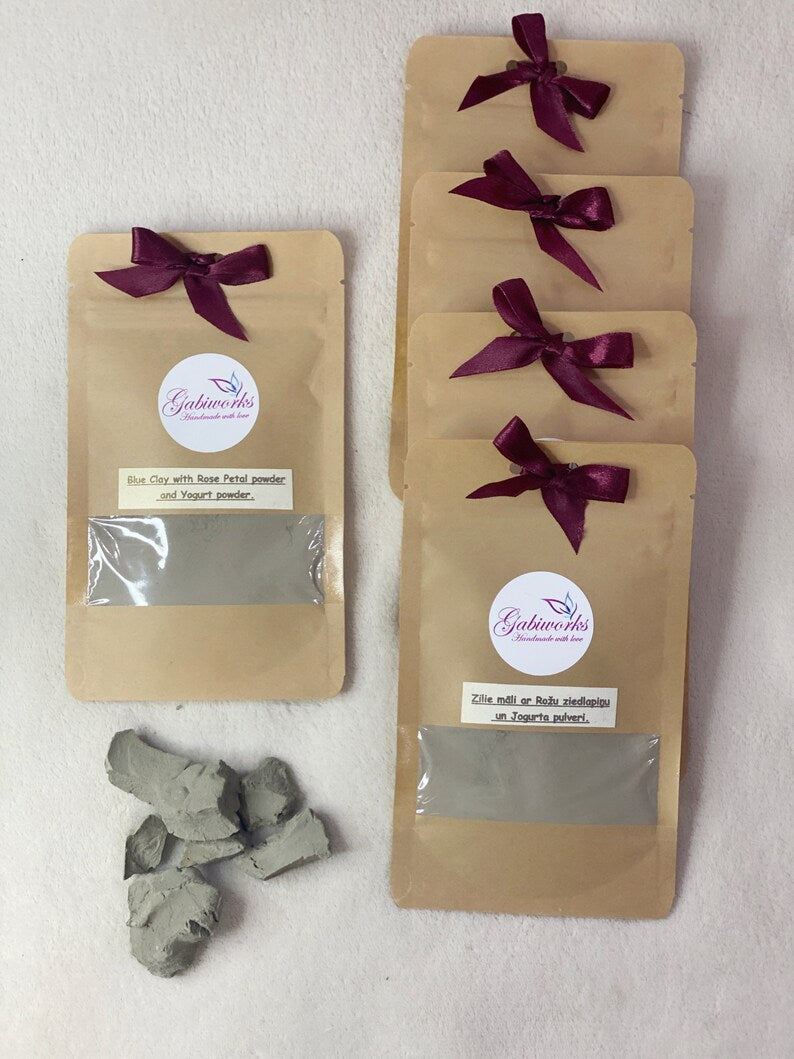 ORGANIC BLUE CLAY with Rose Petals Powder and Yogurt Powder