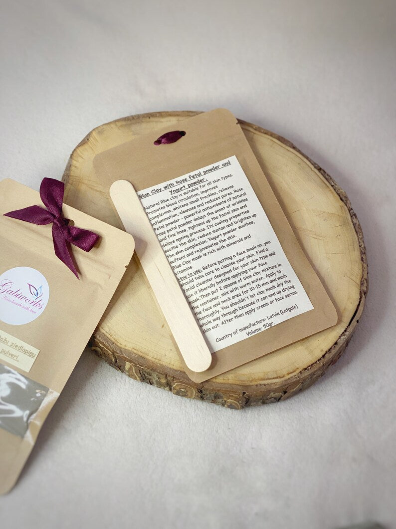 ORGANIC BLUE CLAY with Rose Petals Powder and Yogurt Powder