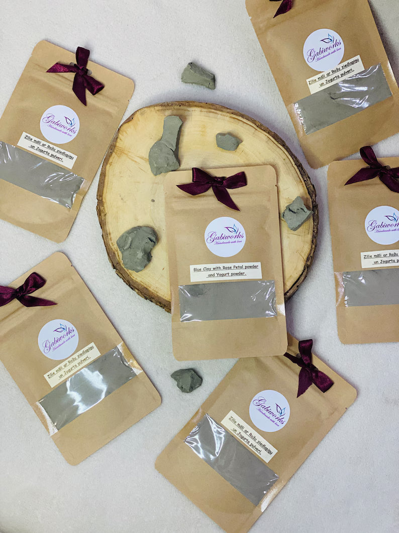 ORGANIC BLUE CLAY with Rose Petals Powder and Yogurt Powder