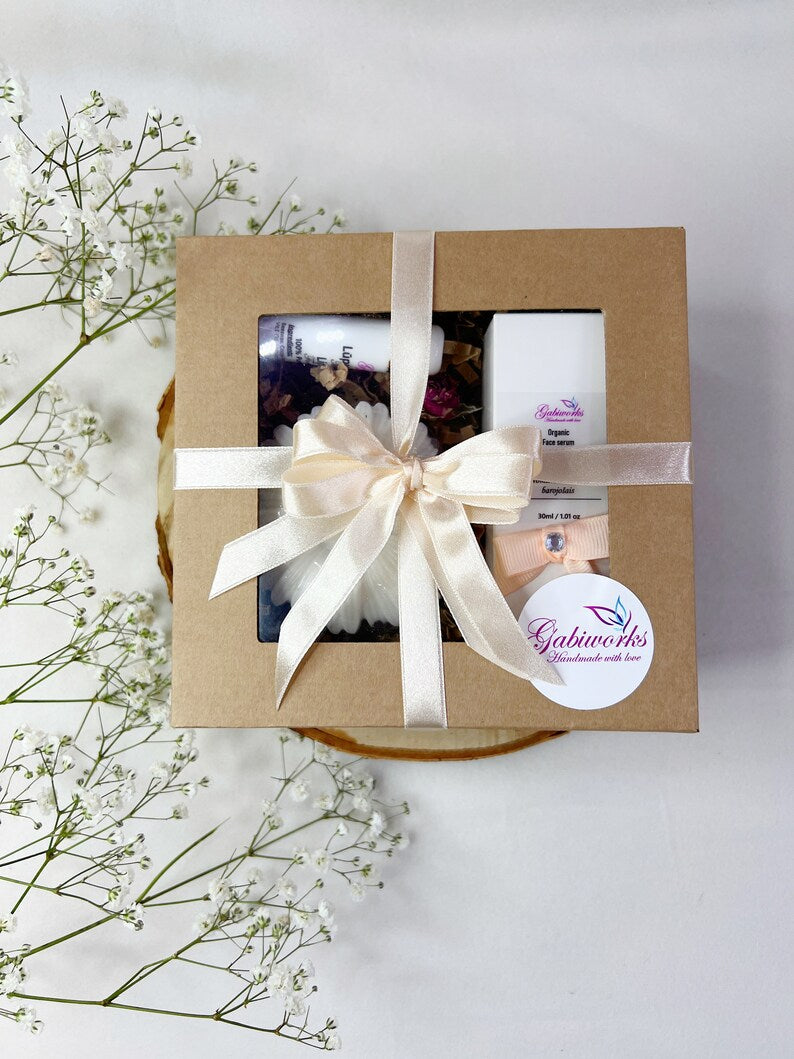 Gift set - Lip balm, Shea butter soaps, Face serum