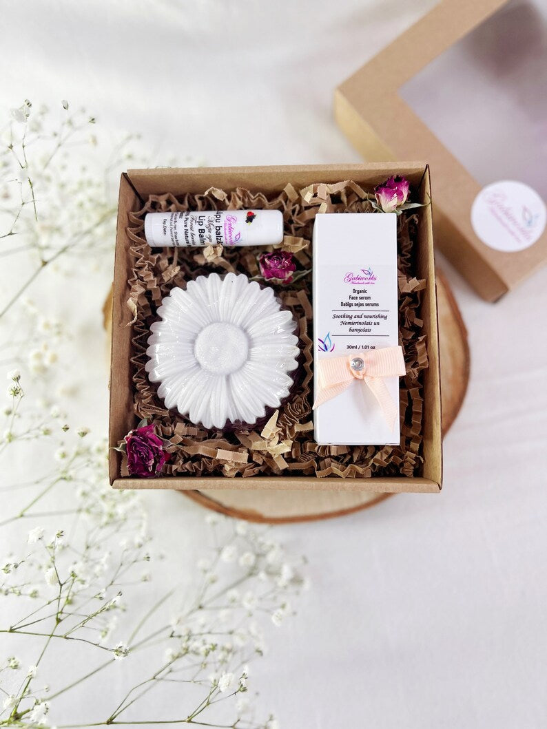 Gift set - Lip balm, Shea butter soaps, Face serum