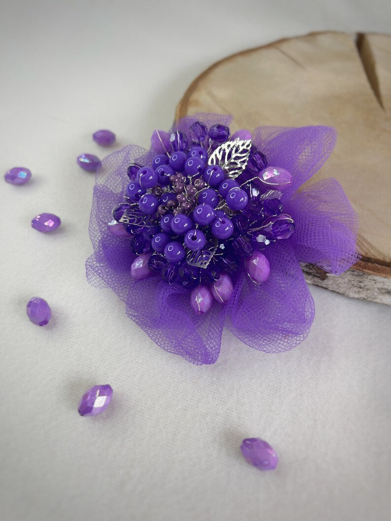 Purple Flower Brooch