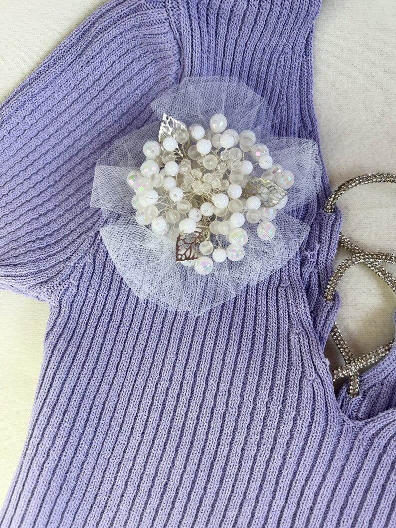 WHITE Beads Brooch
