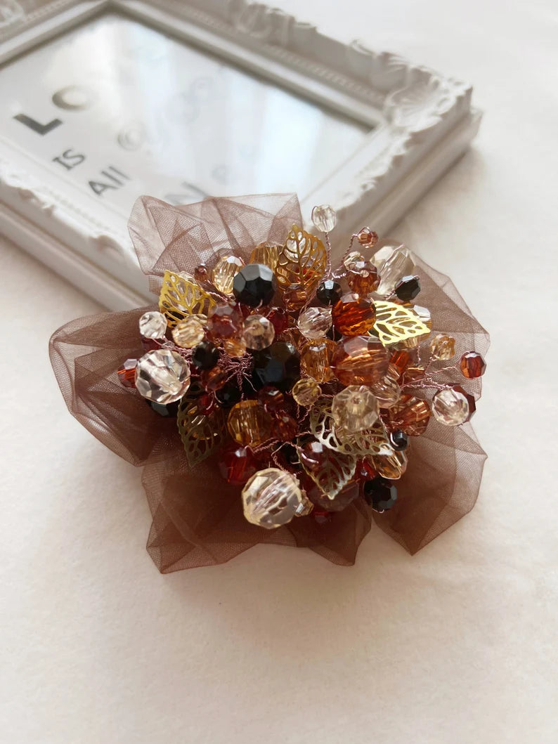Brown Flower Brooch