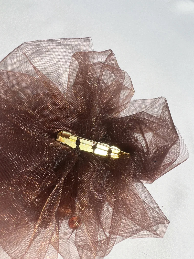Brown Flower Brooch
