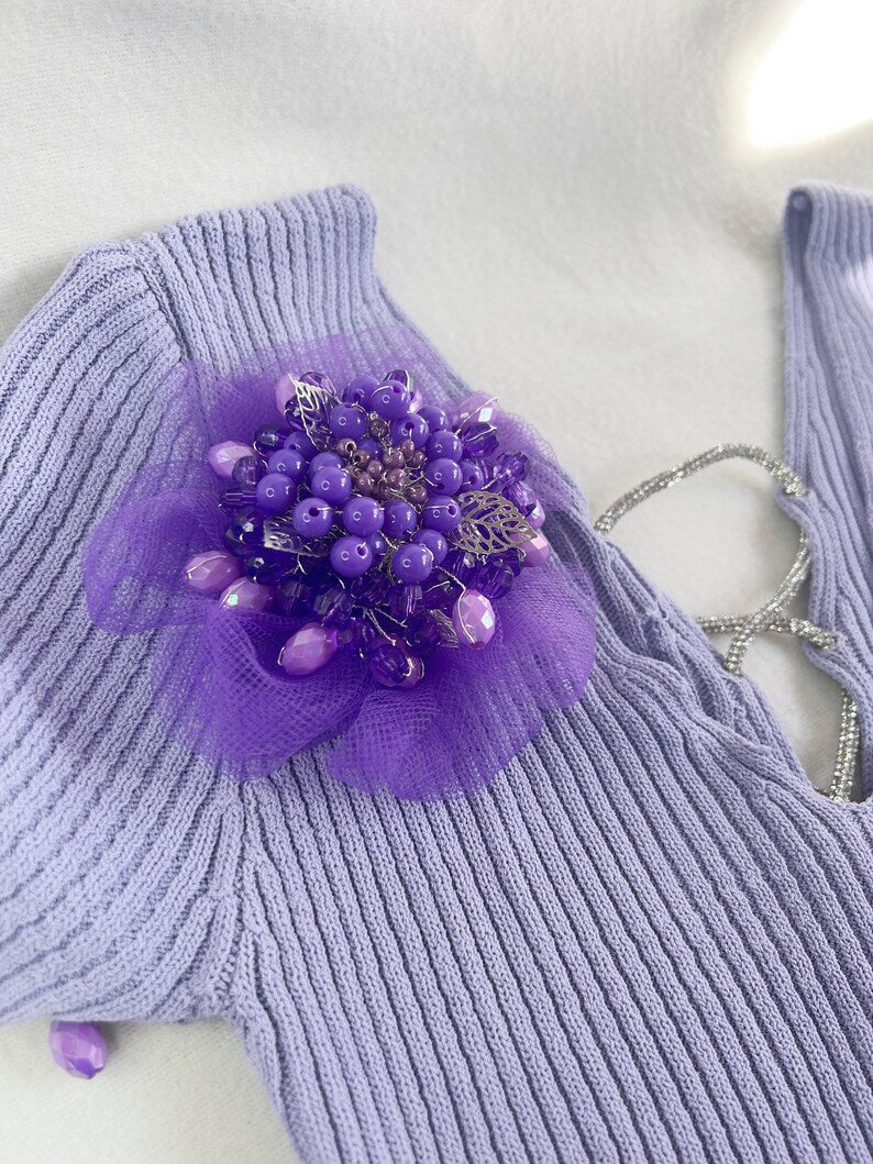 Purple Flower Brooch