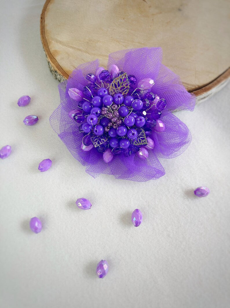 Purple Flower Brooch