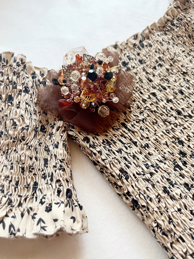 Brown Flower Brooch