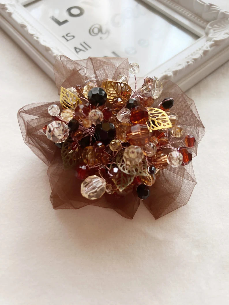 Brown Flower Brooch