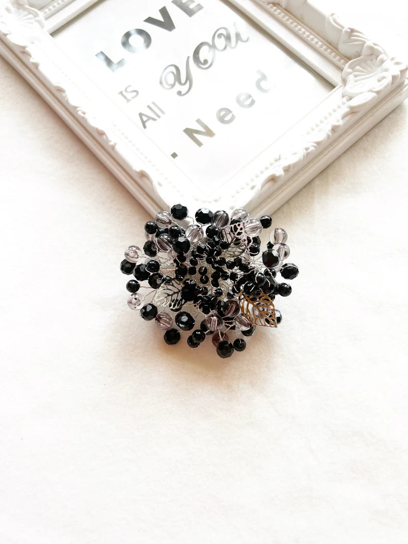 Black Beads Brooch