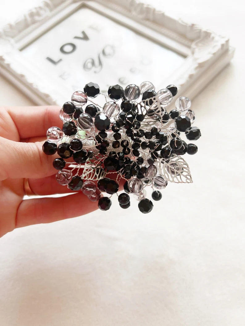 Black Beads Brooch