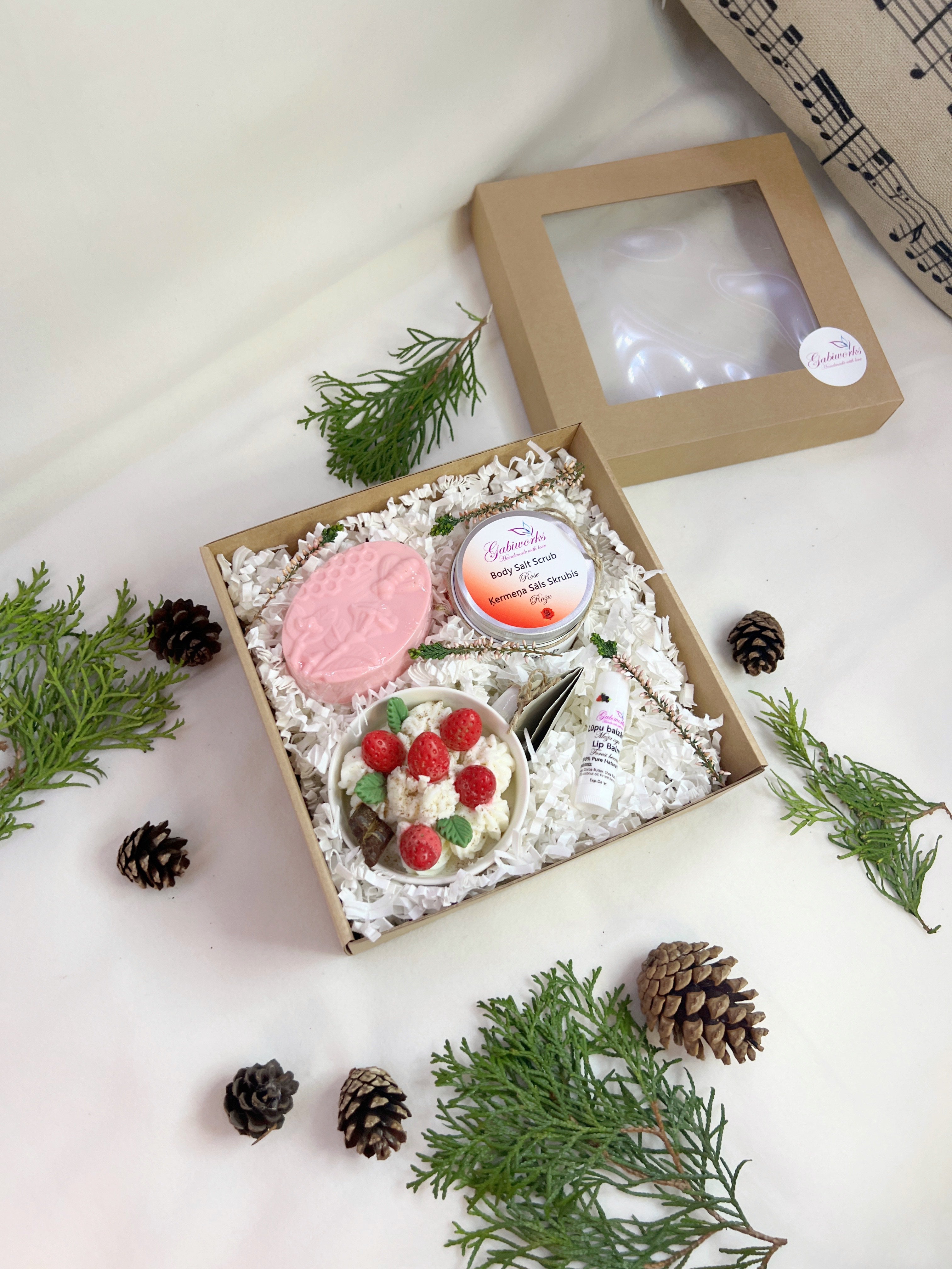 Gift Set – Candle, Soap, Scrub, Lip Balm